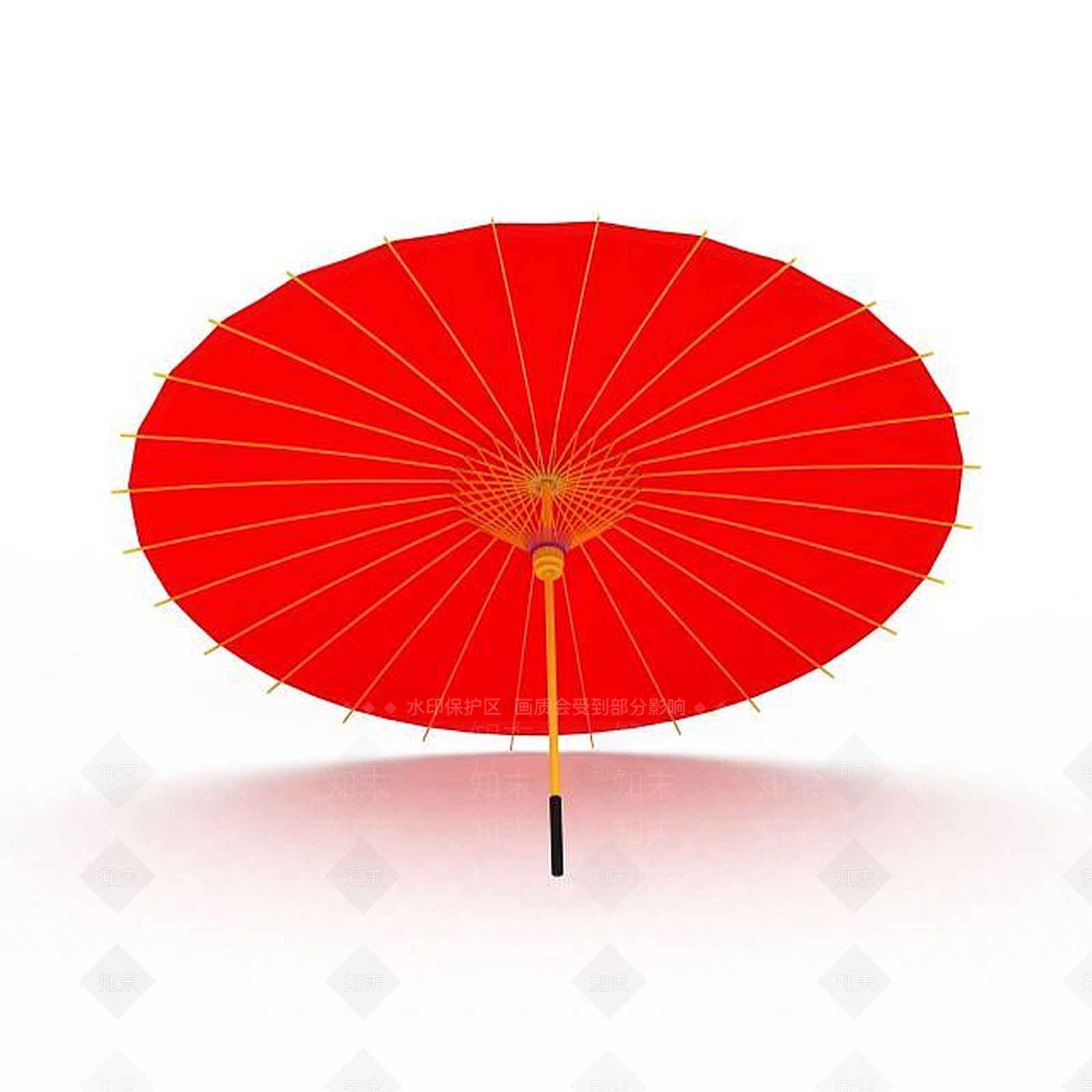 现代红色纸伞3D模型下载【ID:1199590876】
