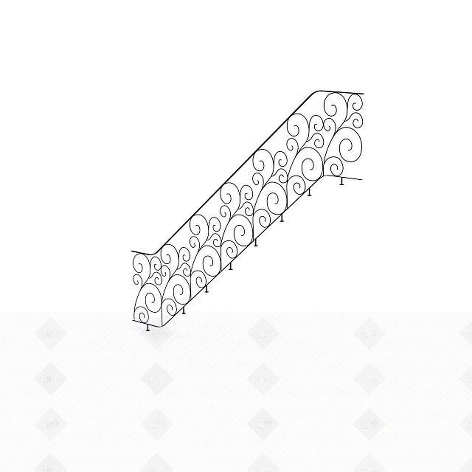 现代不锈钢楼梯雕花扶手3D模型下载【ID:1199591234】