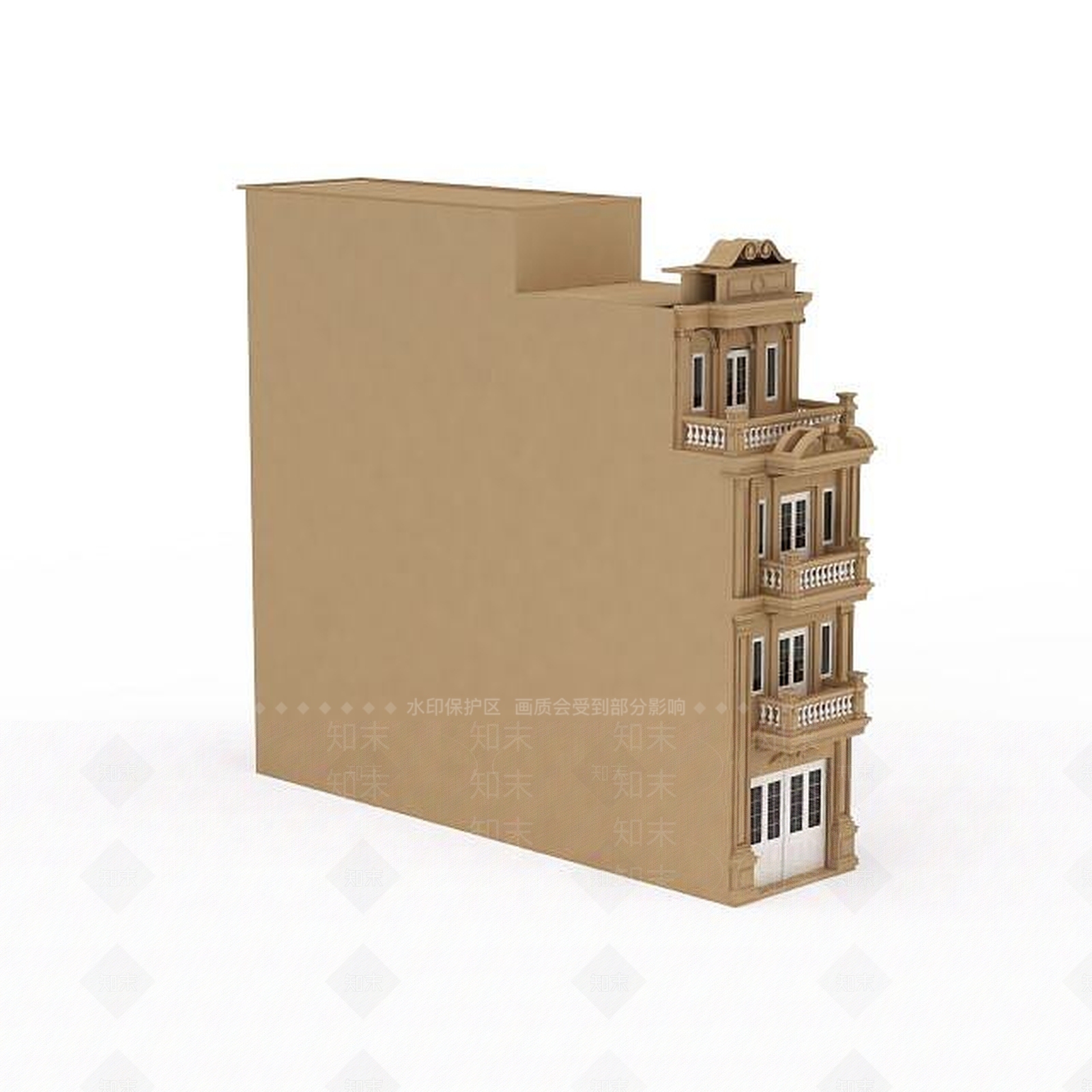 欧式古典欧式四层洋楼建筑3D模型下载【ID:1199591404】