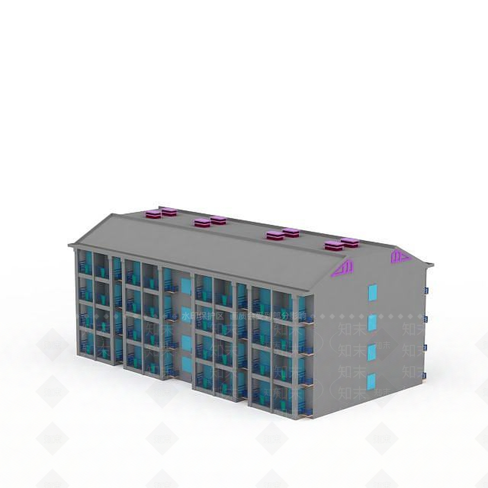 现代宿舍楼3D模型下载【ID:1199593342】