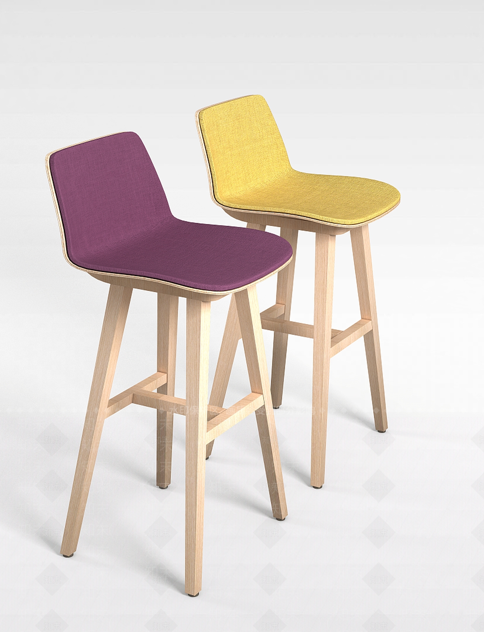 现代布纹高脚吧台椅3D模型下载【ID:1199593474】