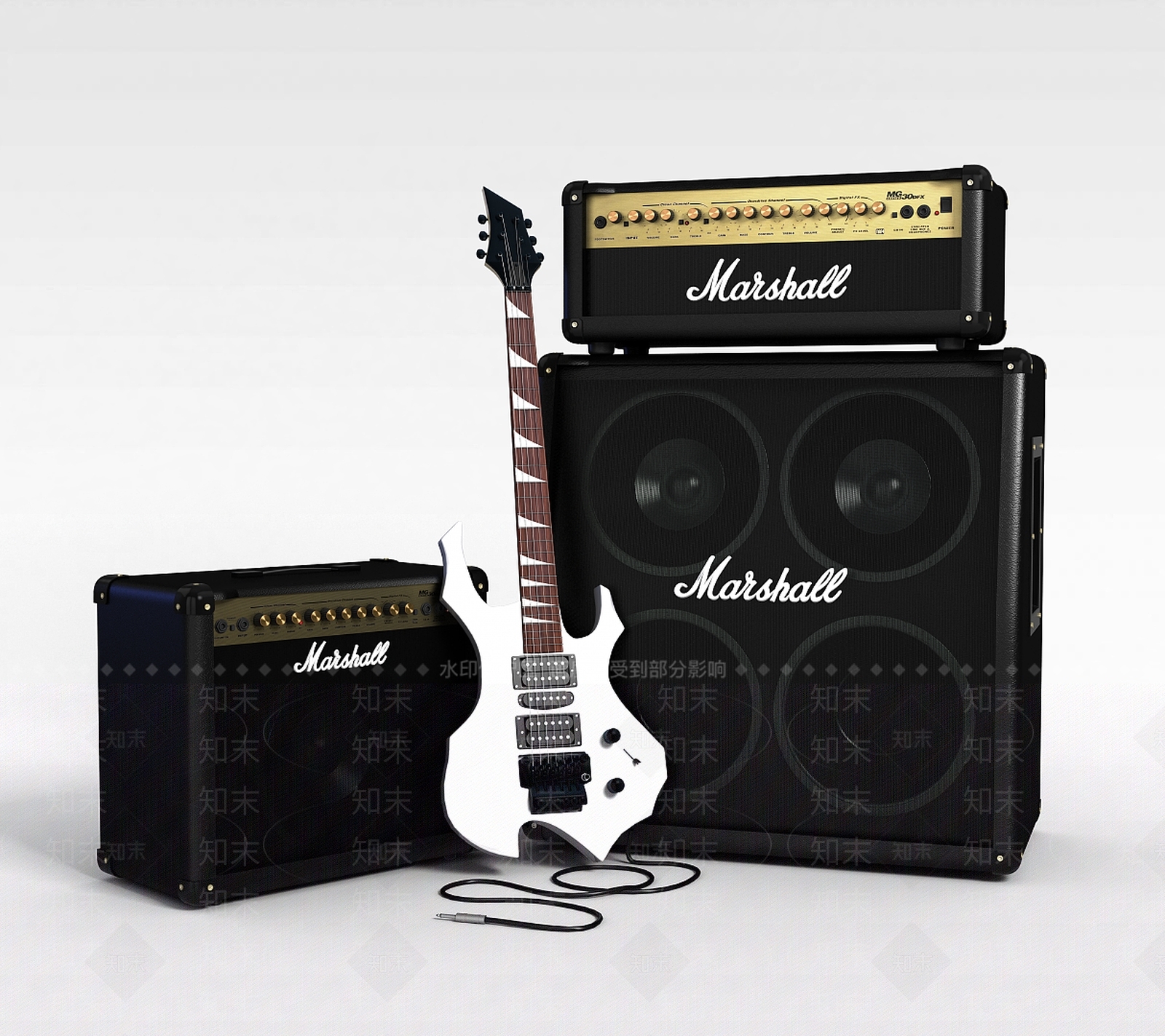 现代音乐设备音响吉他3D模型下载【ID:1199593939】