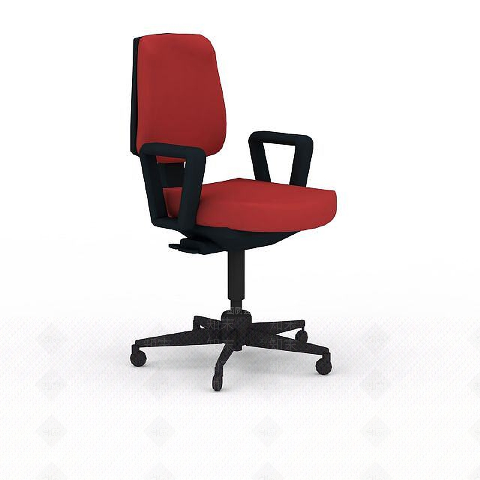 现代红黑拼色办公转椅3D模型下载【ID:1199594014】