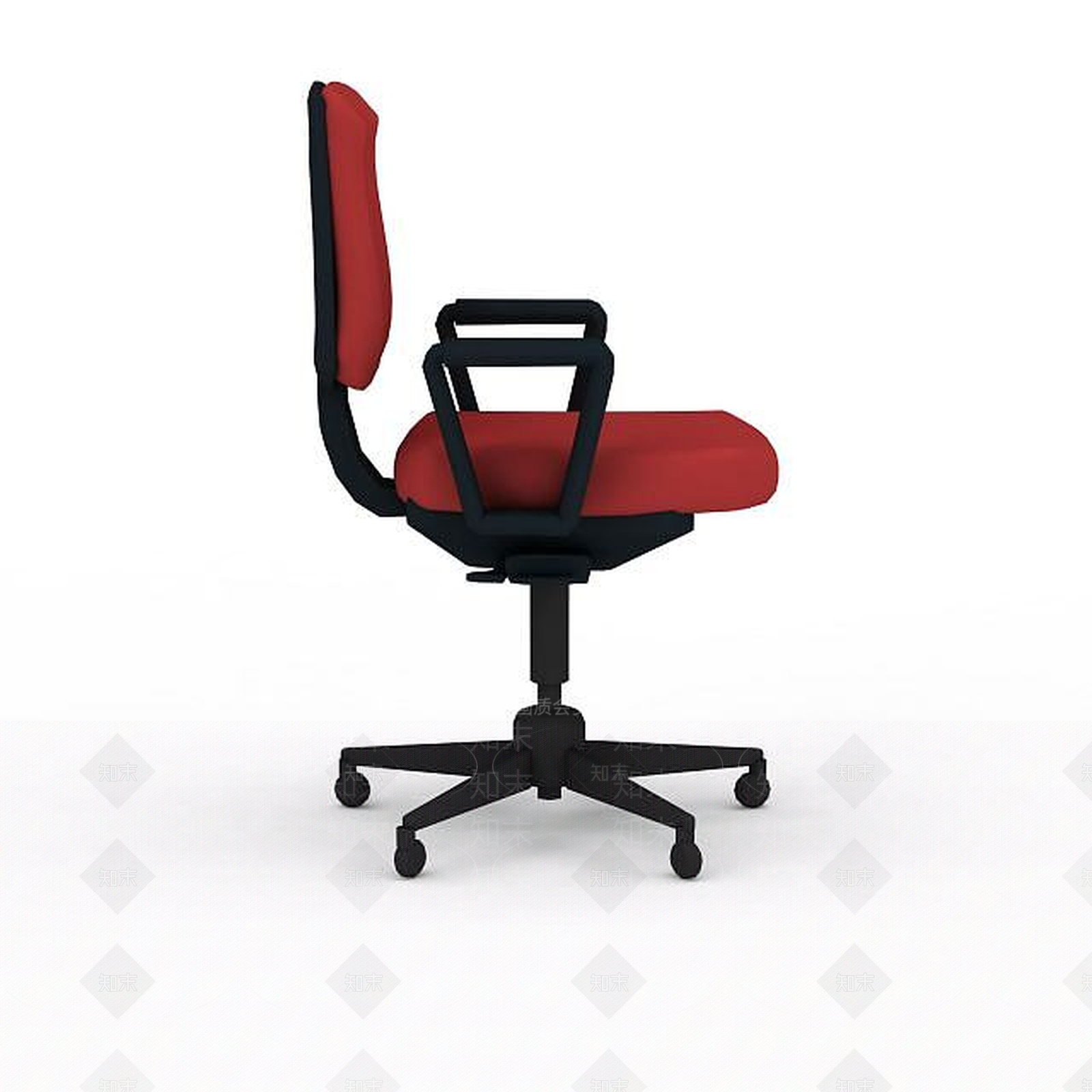 现代红黑拼色办公转椅3D模型下载【ID:1199594014】