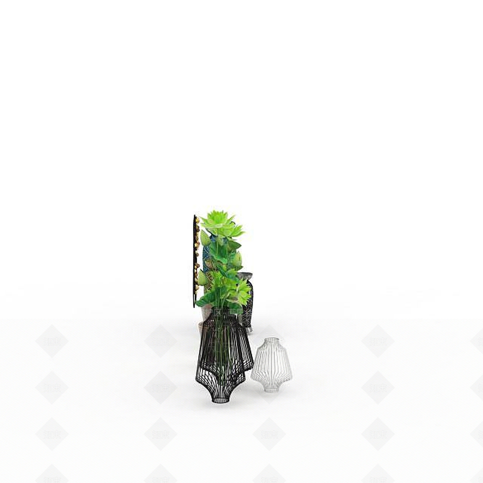 现代精品玻璃陶瓷花瓶组合3D模型下载【ID:1199594579】