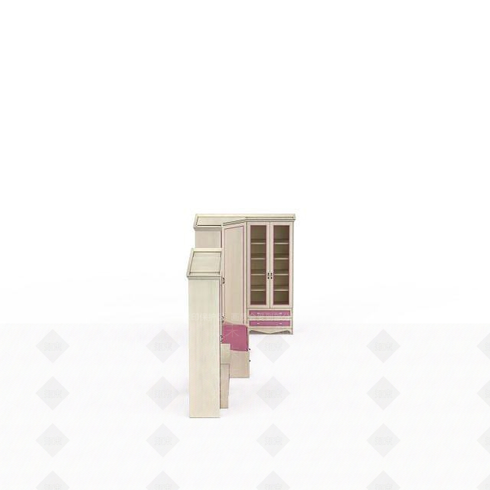 现代卧室床柜组合3D模型下载【ID:1199594794】