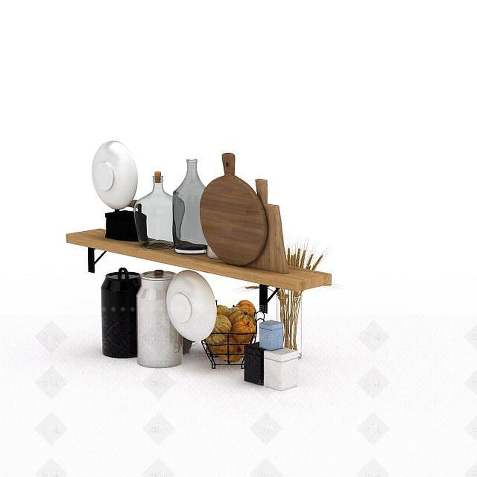 现代厨房器具储物架3D模型下载【ID:1199594768】