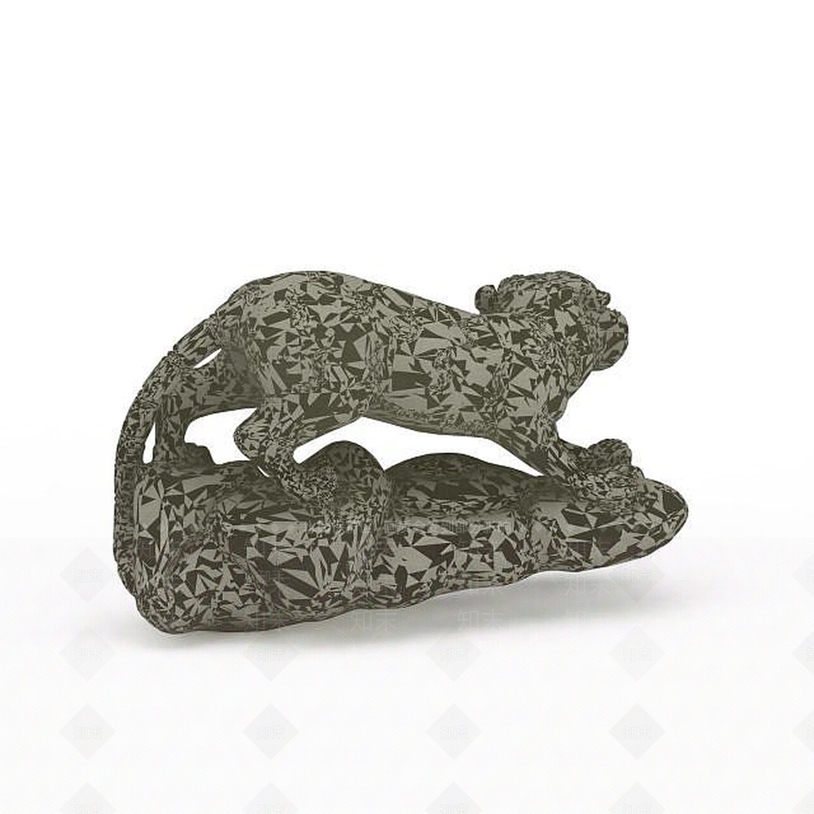 现代花纹石雕虎3D模型下载【ID:1199595435】