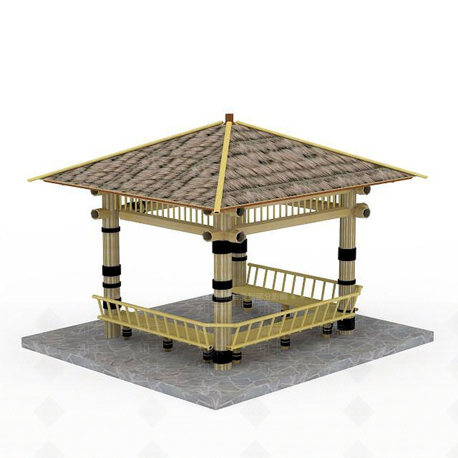 现代竹制亭子3D模型下载【ID:1199595679】