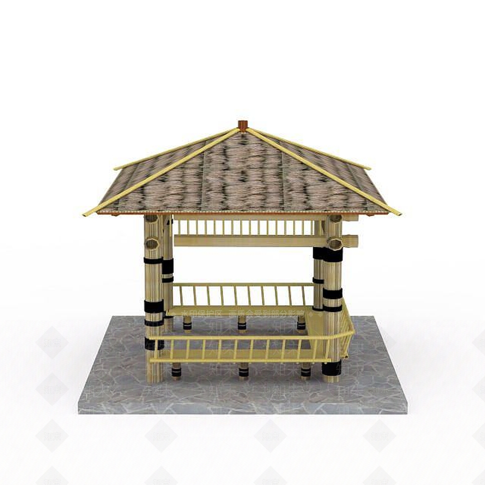 现代竹制亭子3D模型下载【ID:1199595679】