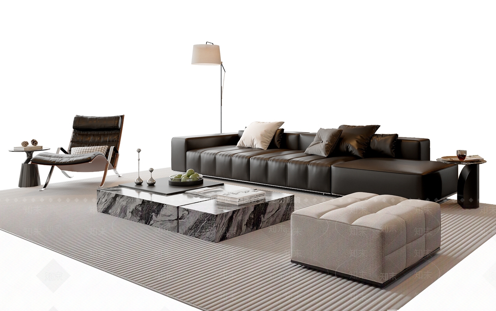 现代简约沙发组合SU模型下载【ID:1199595717】