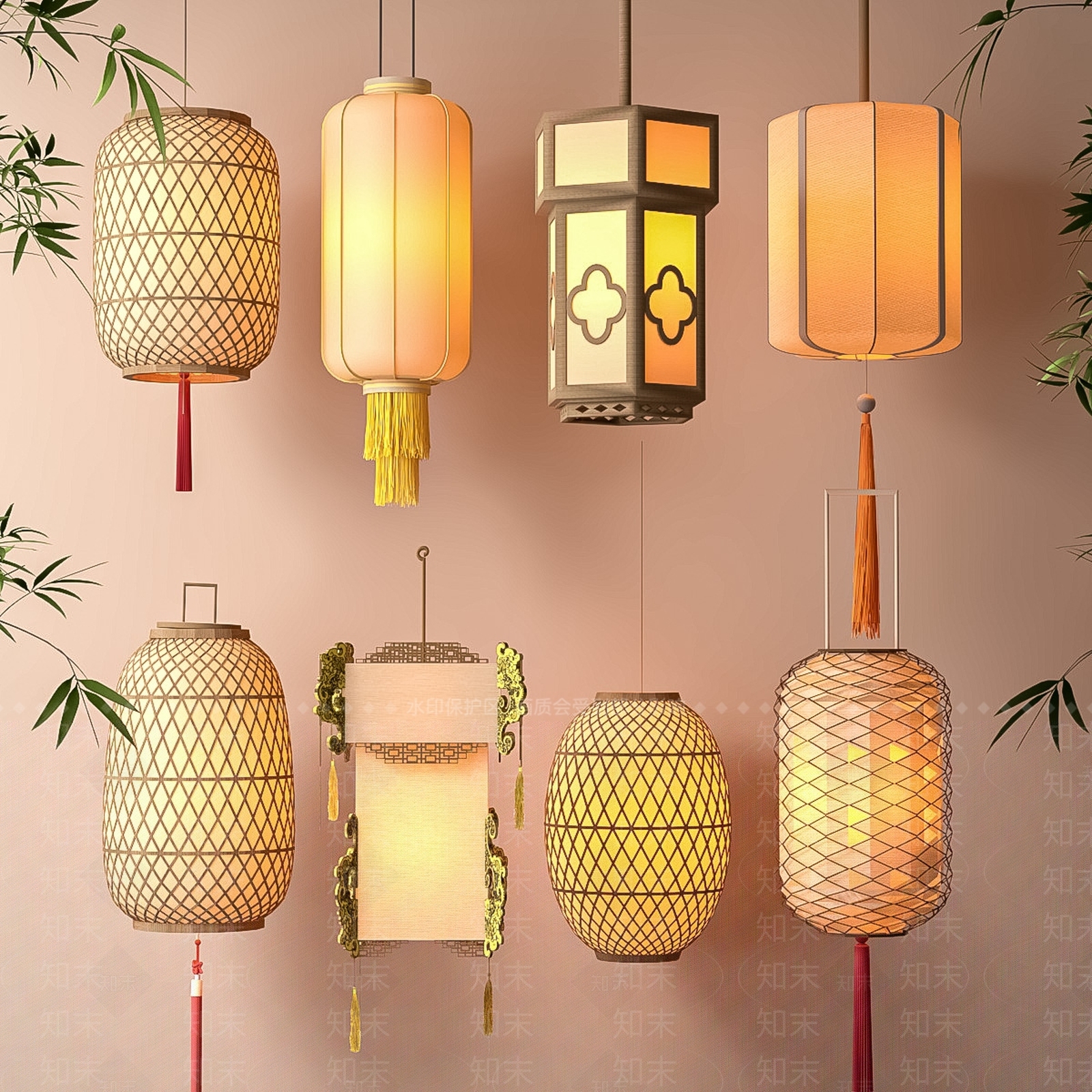 现代新中式灯笼SU模型下载【ID:1199595724】