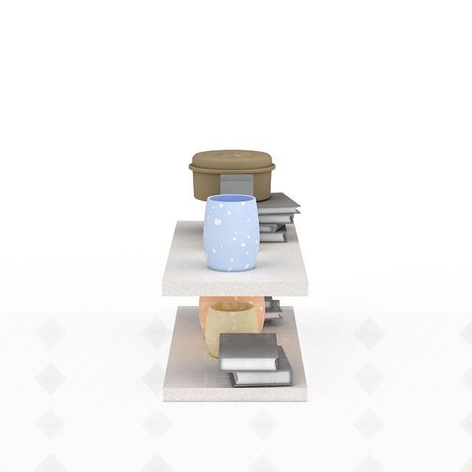 现代简易白色实木书架墙架3D模型下载【ID:1199596176】