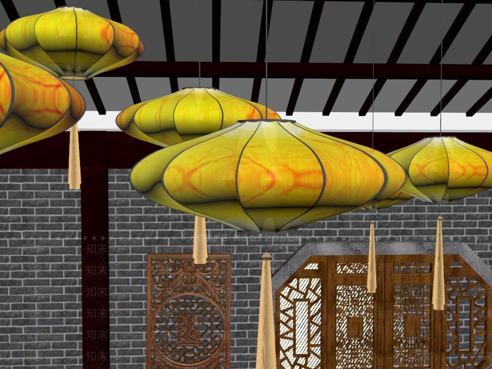 现代新中式灯笼SU模型下载【ID:1199596377】