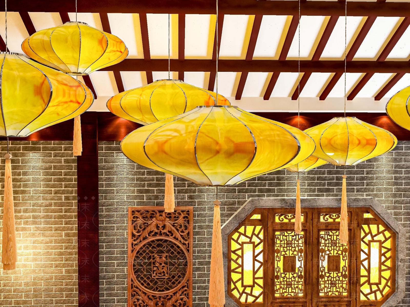 现代新中式灯笼SU模型下载【ID:1199596377】