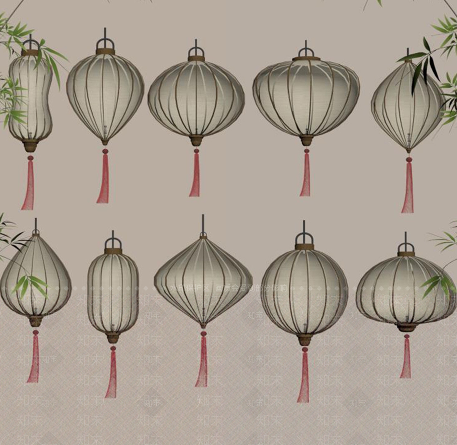 现代新中式灯笼SU模型下载【ID:1199596553】