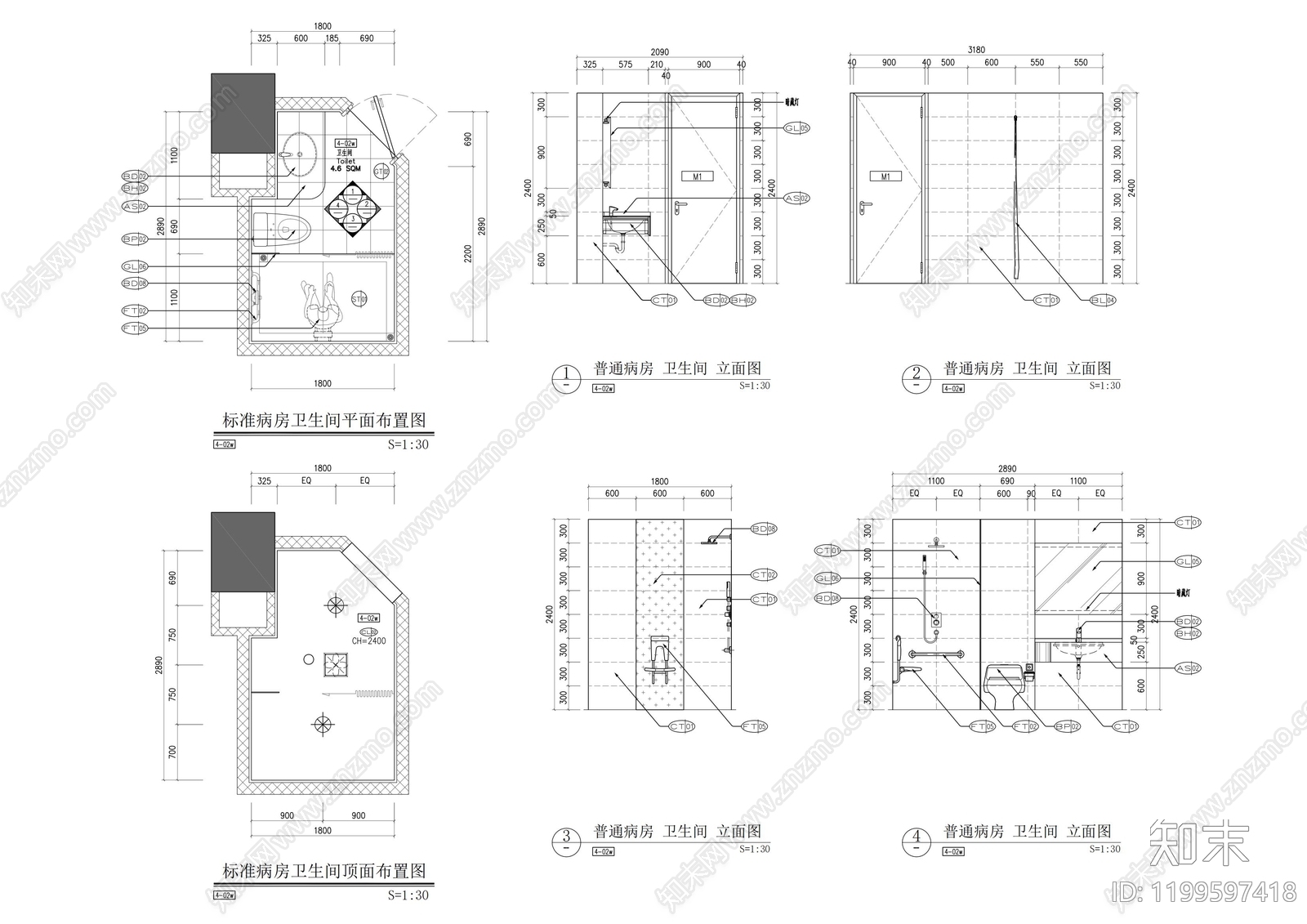 现代医院cad施工图下载【ID:1199597418】