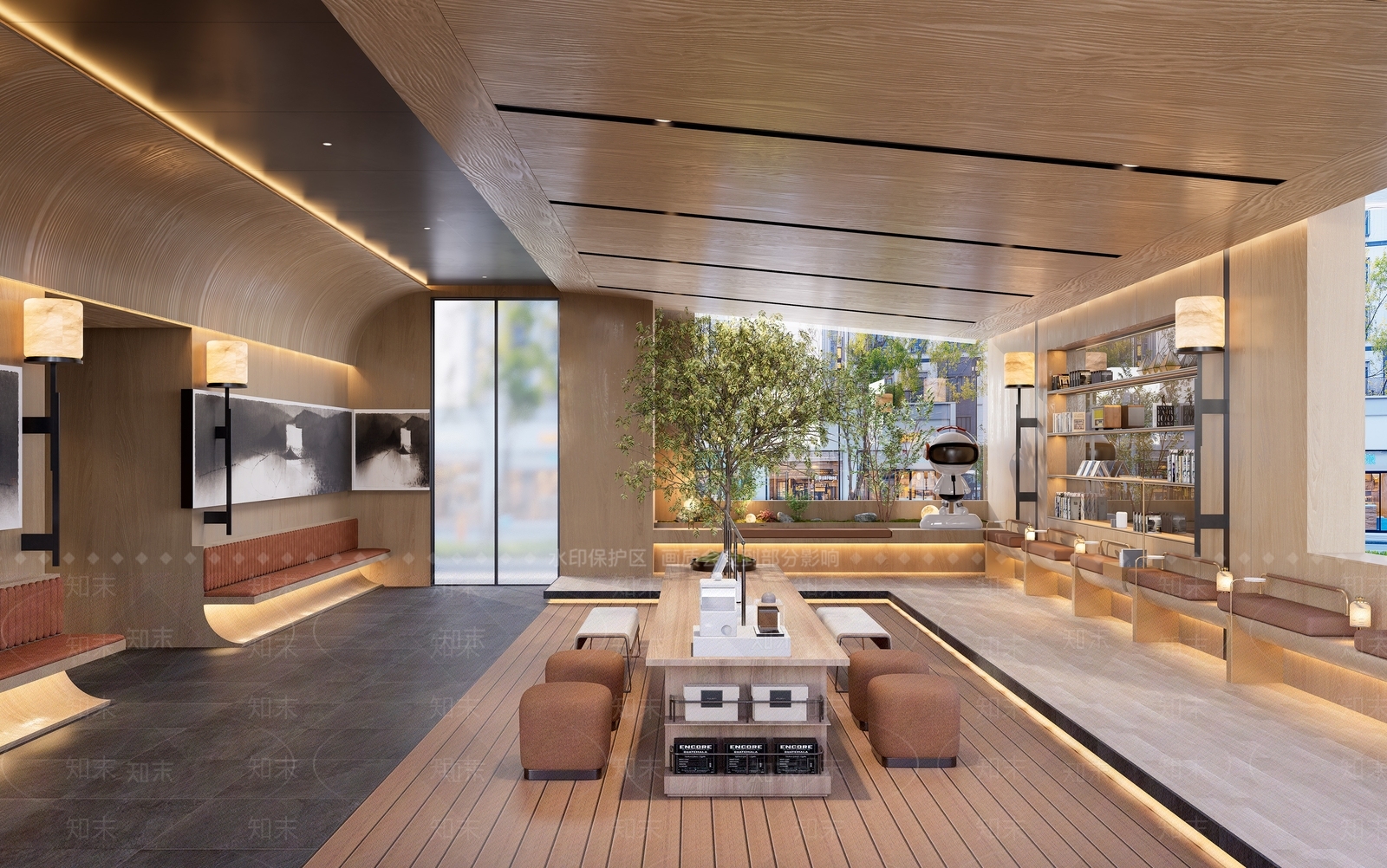 现代原木书店SU模型下载【ID:1199597984】