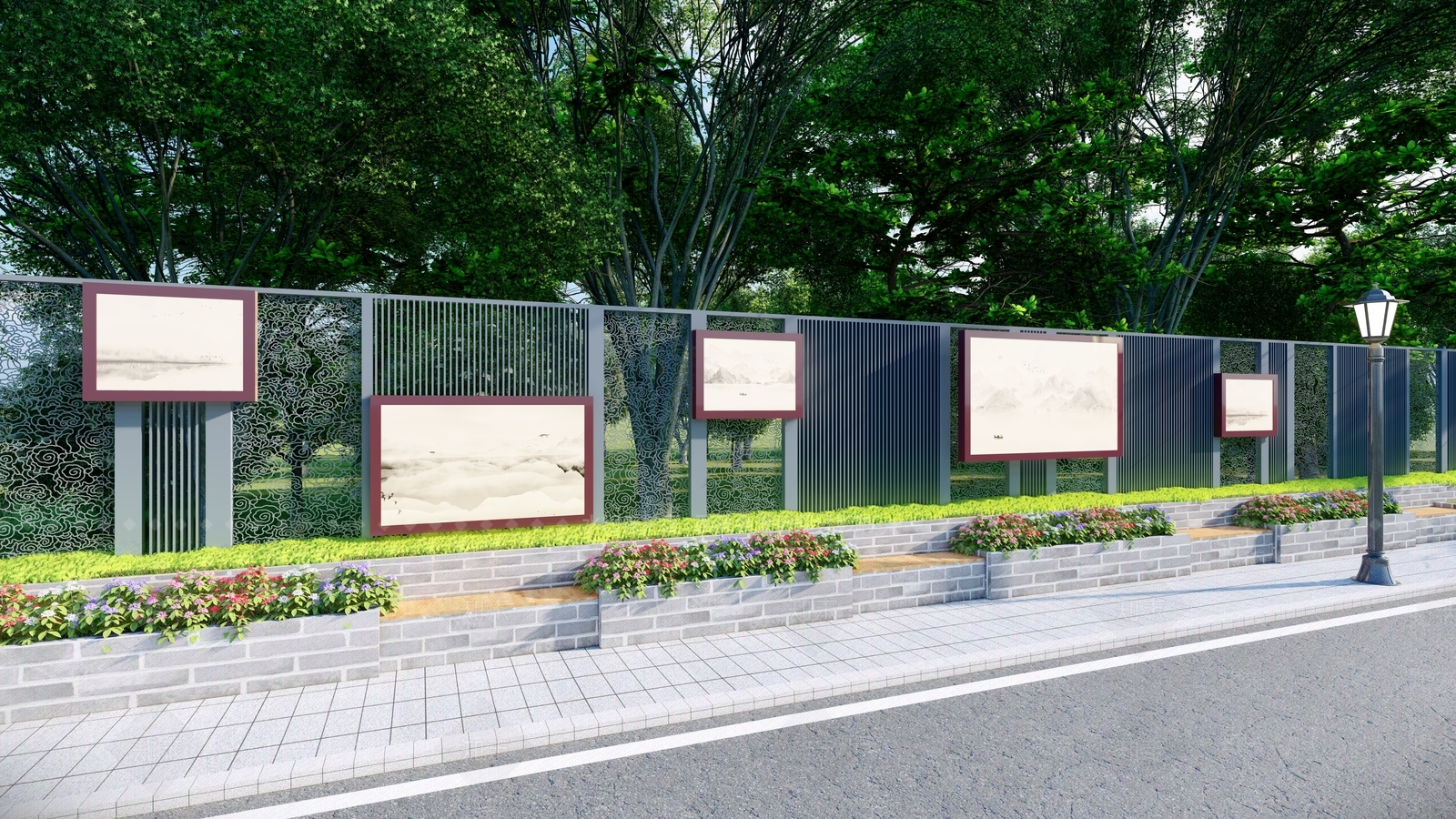 现代新中式景观围栏SU模型下载【ID:1199597921】