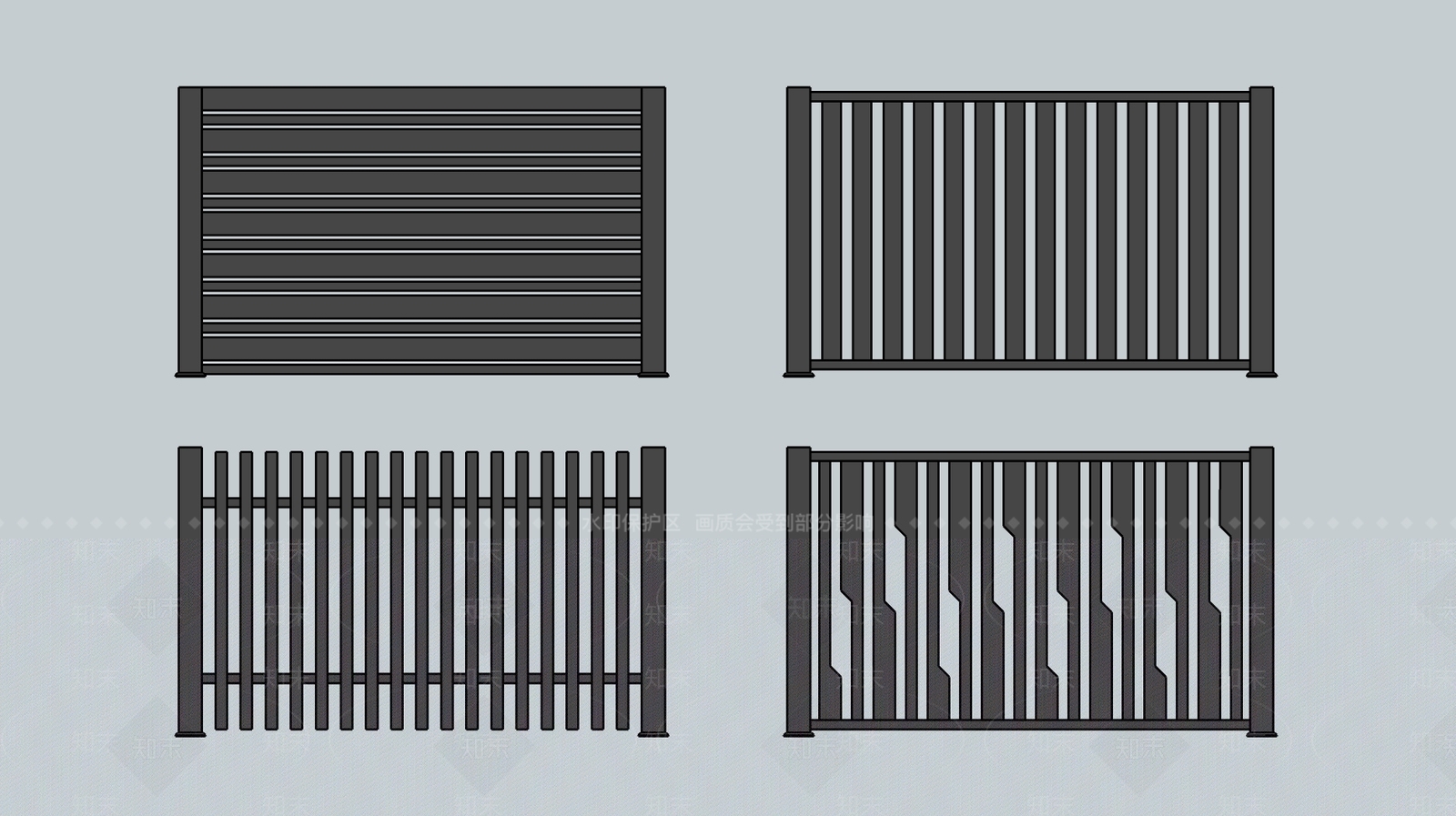 现代轻奢栏杆扶手SU模型下载【ID:1199598172】