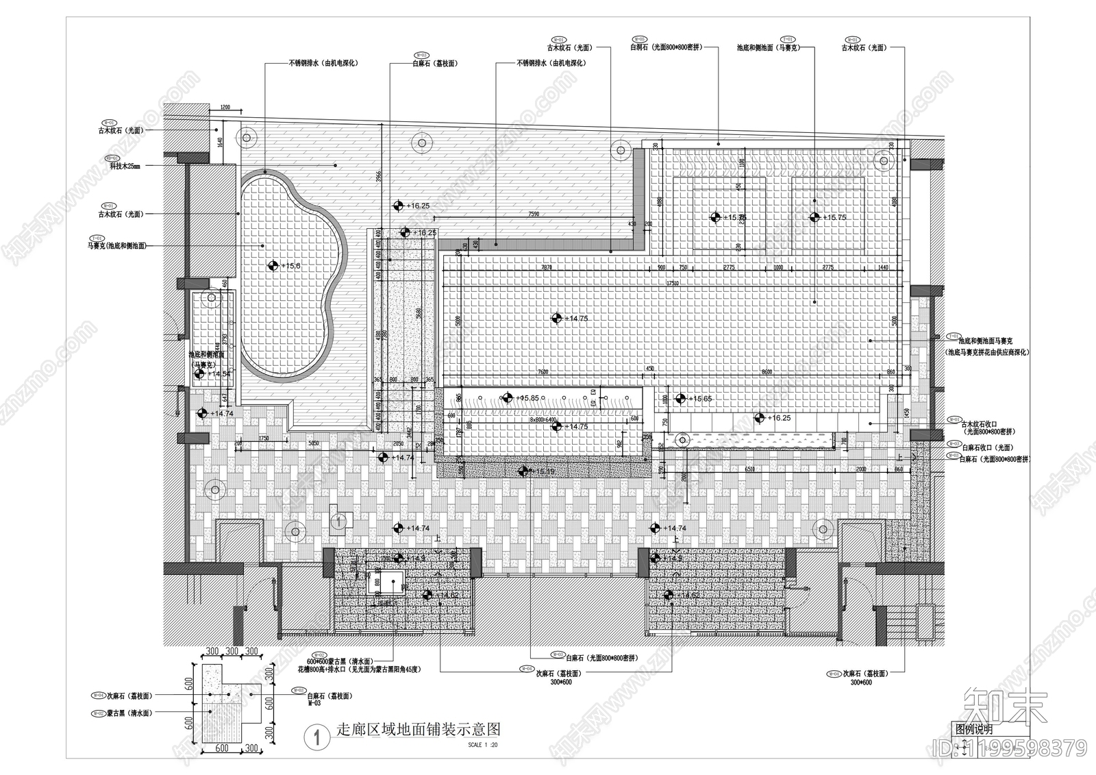 现代游泳馆cad施工图下载【ID:1199598379】