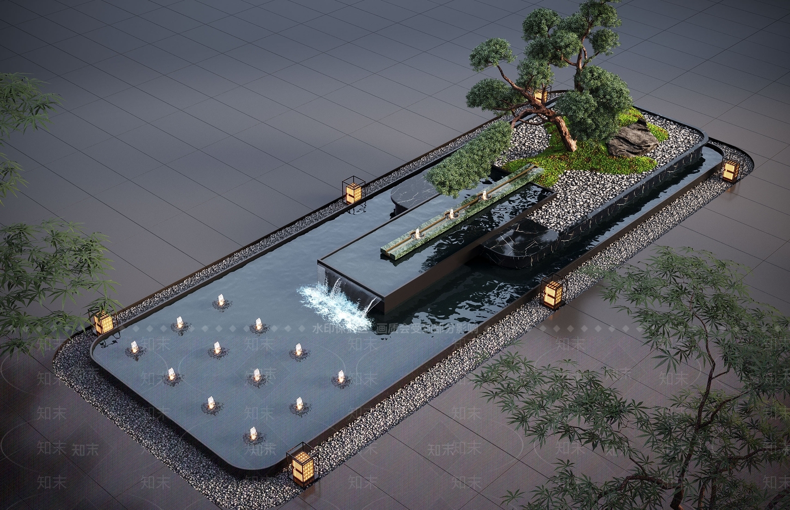 现代其他水景设施SU模型下载【ID:1199599850】