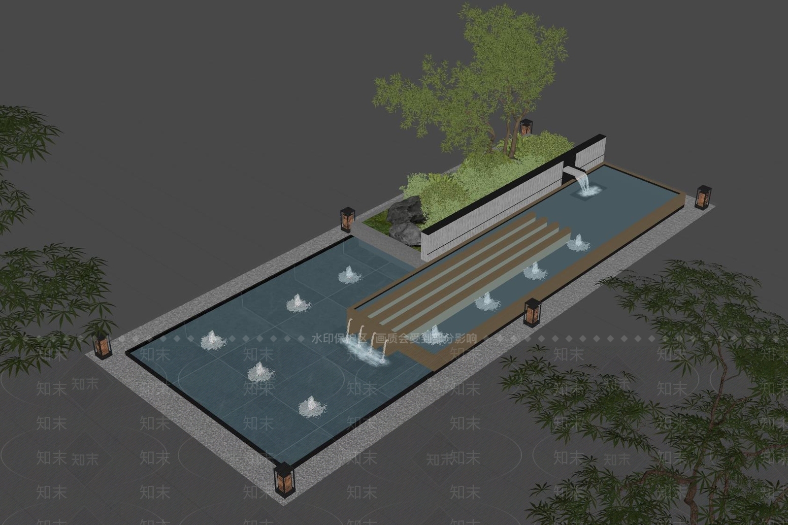 现代其他水景设施SU模型下载【ID:1199599871】