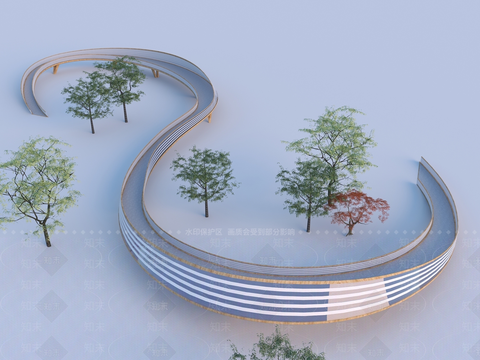 现代景观桥SU模型下载【ID:1199603586】