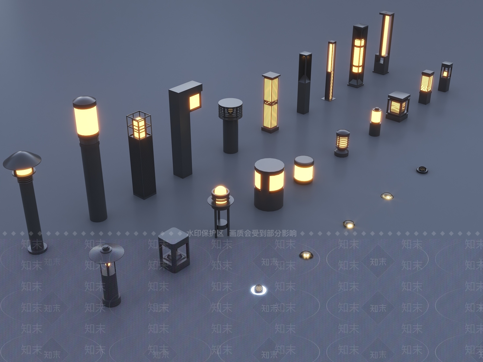 现代新中式草坪灯SU模型下载【ID:1199604337】