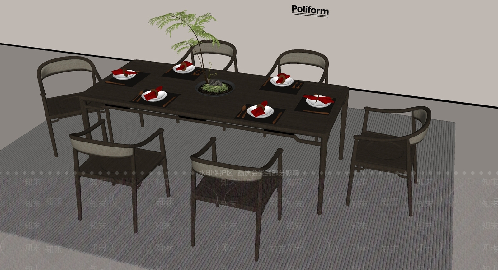新中式餐桌SU模型下载【ID:1199605078】