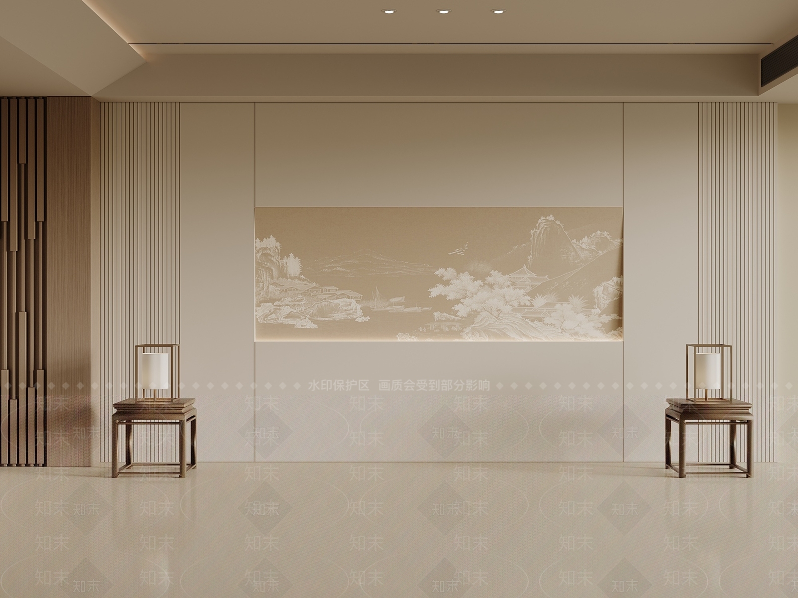 新中式背景墙SU模型下载【ID:1199605214】