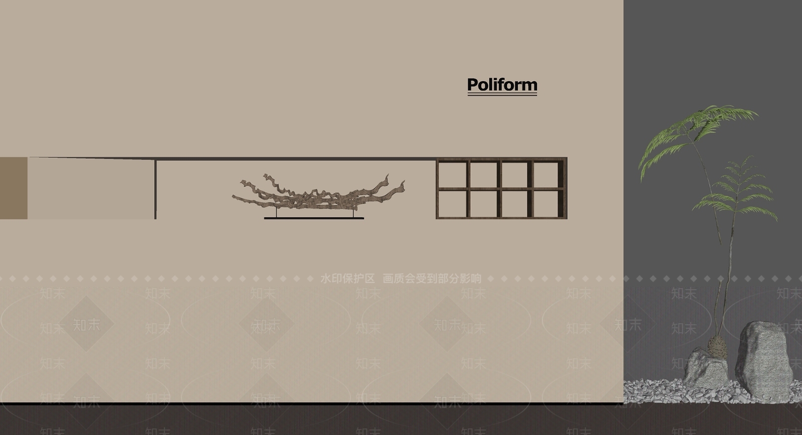 新中式背景墙SU模型下载【ID:1199605322】