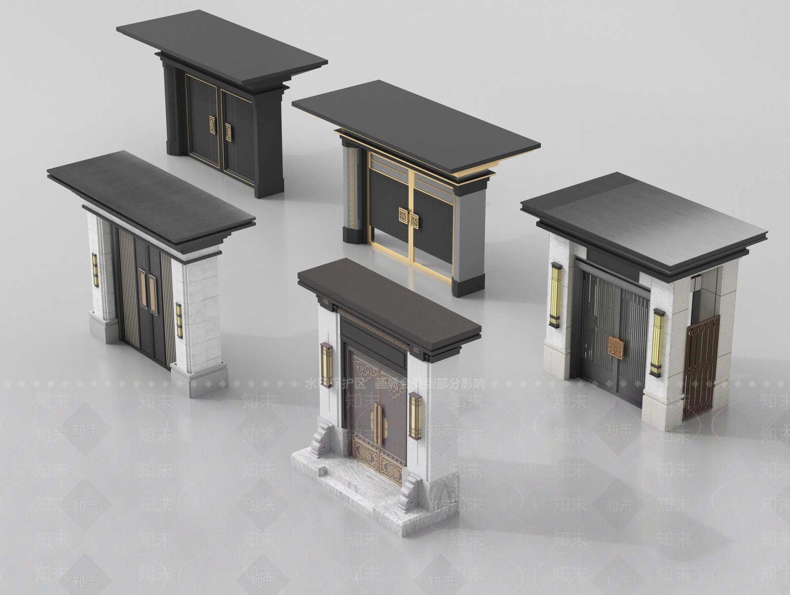 新中式大门3D模型下载【ID:1199606219】