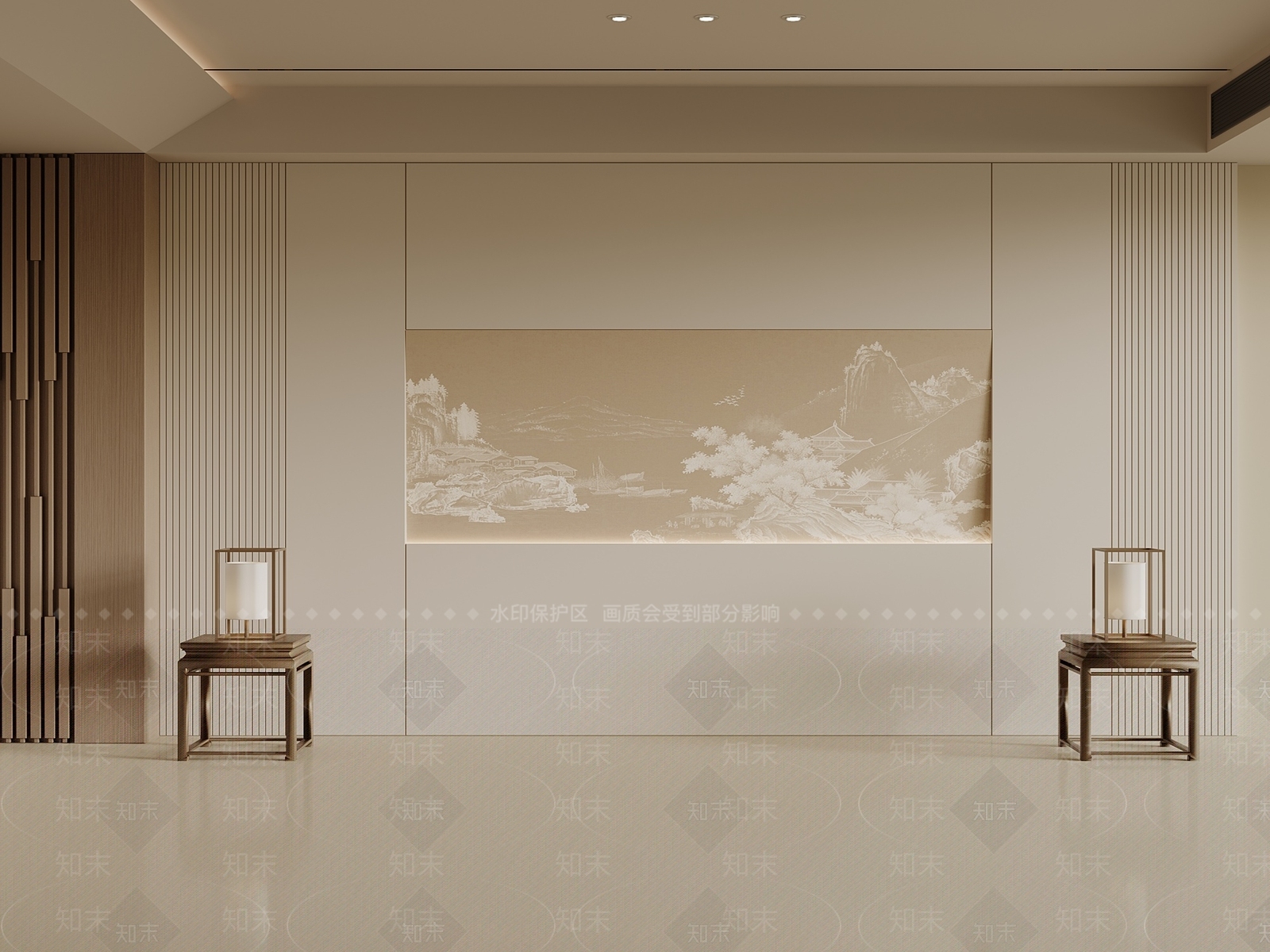 新中式沙发背景墙3D模型下载【ID:1199607983】