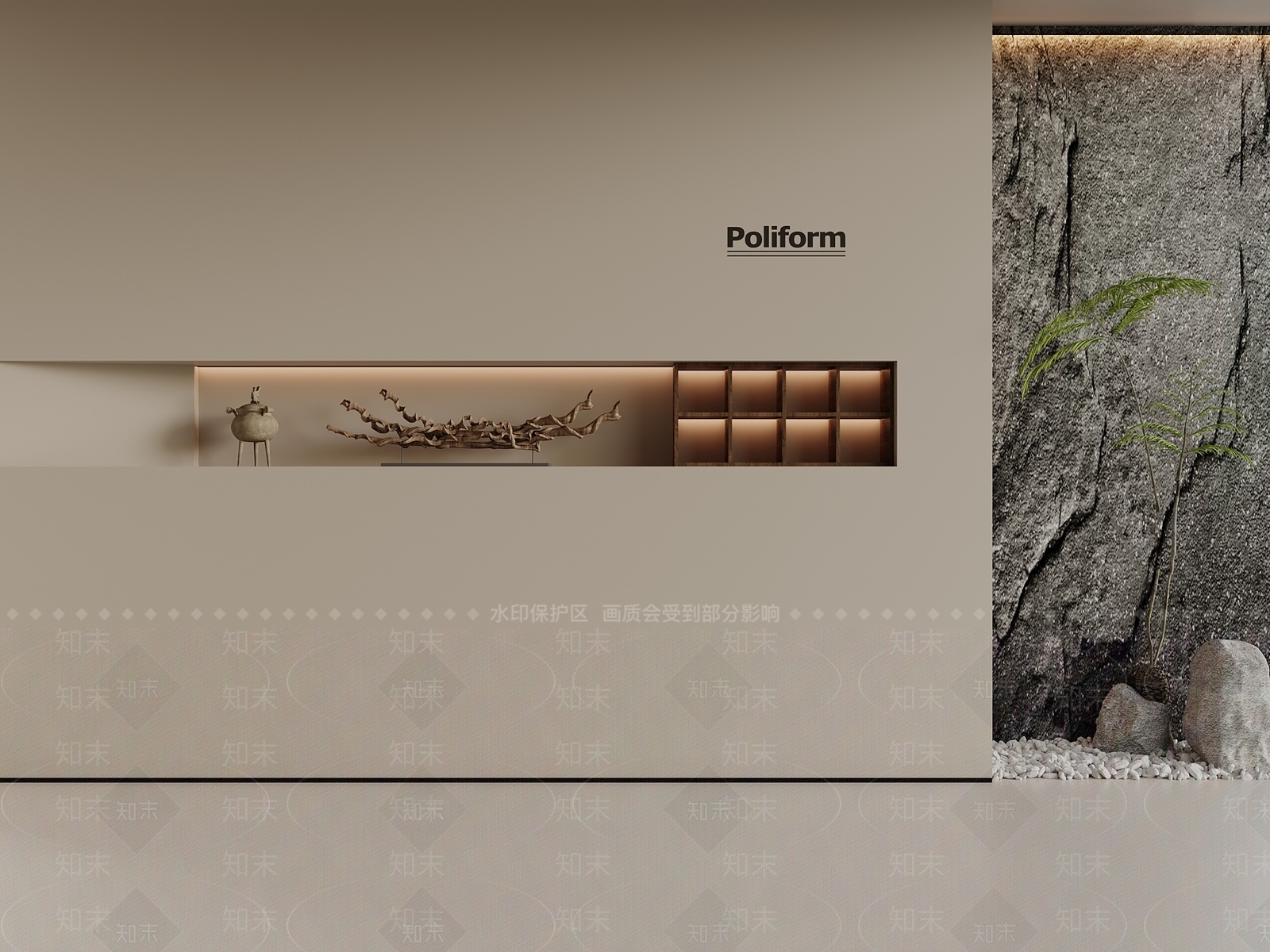 新中式侘寂沙发背景墙3D模型下载【ID:1199608053】