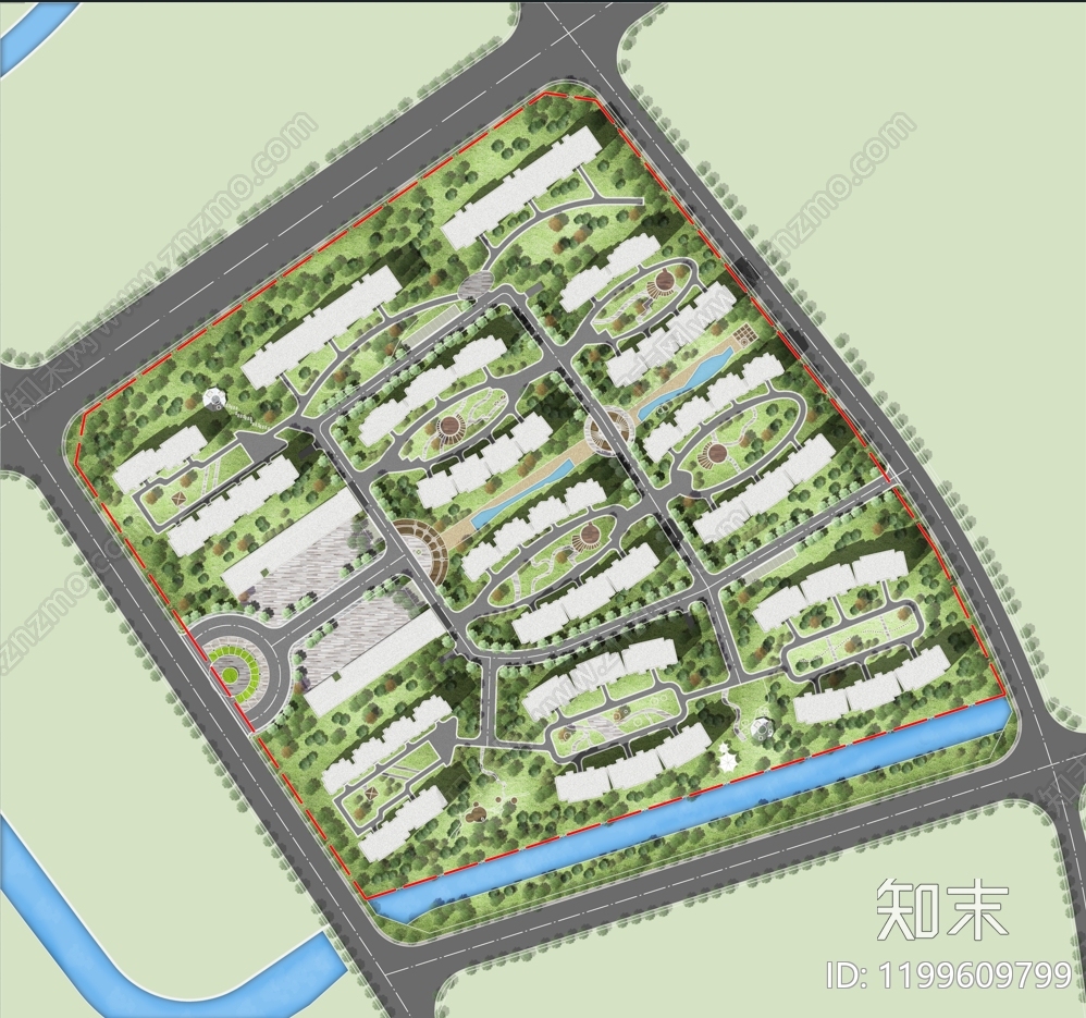 现代中式规划彩平图下载【ID:1199609799】
