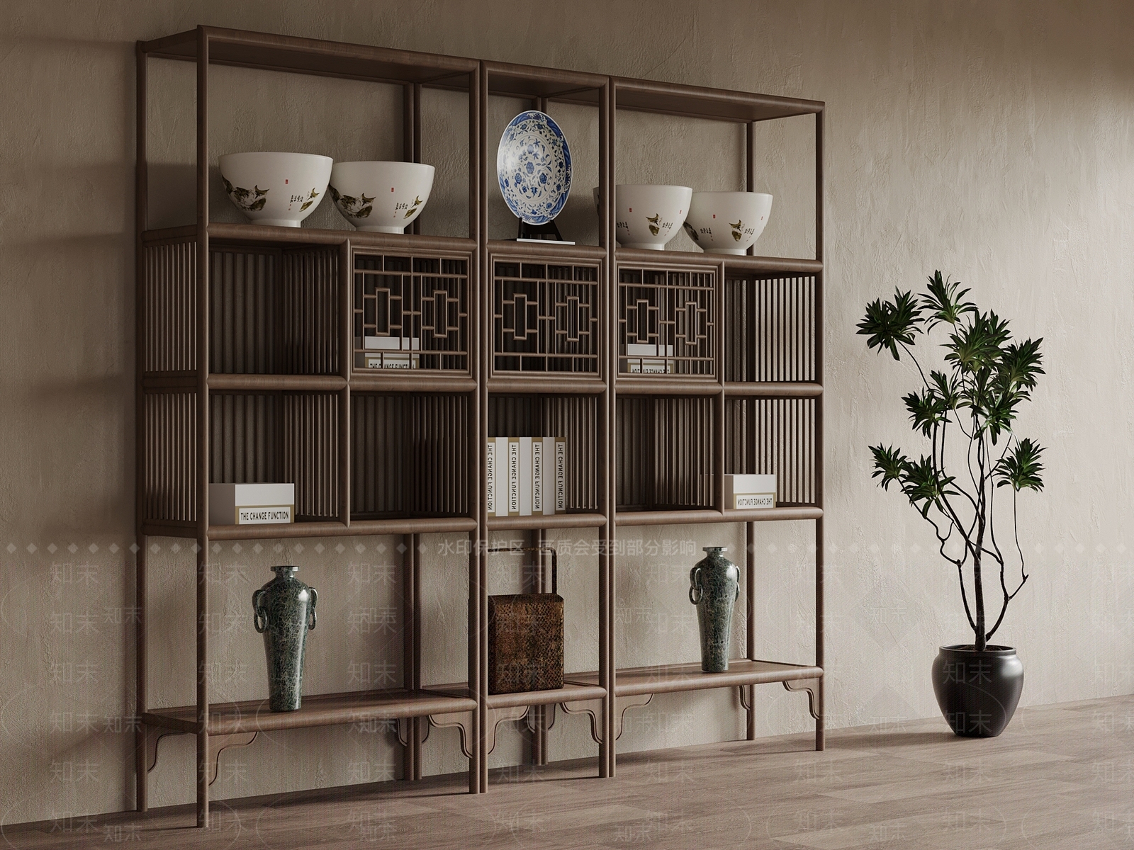 新中式博古架3D模型下载【ID:1199612954】