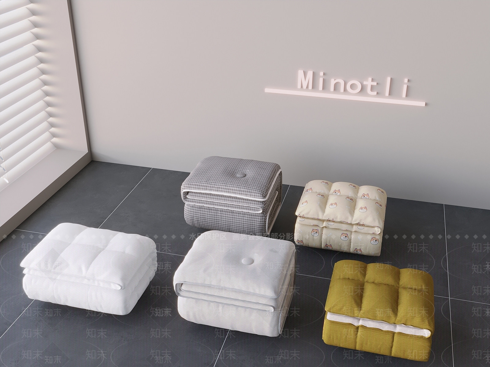 现代床品3D模型下载【ID:1199613870】