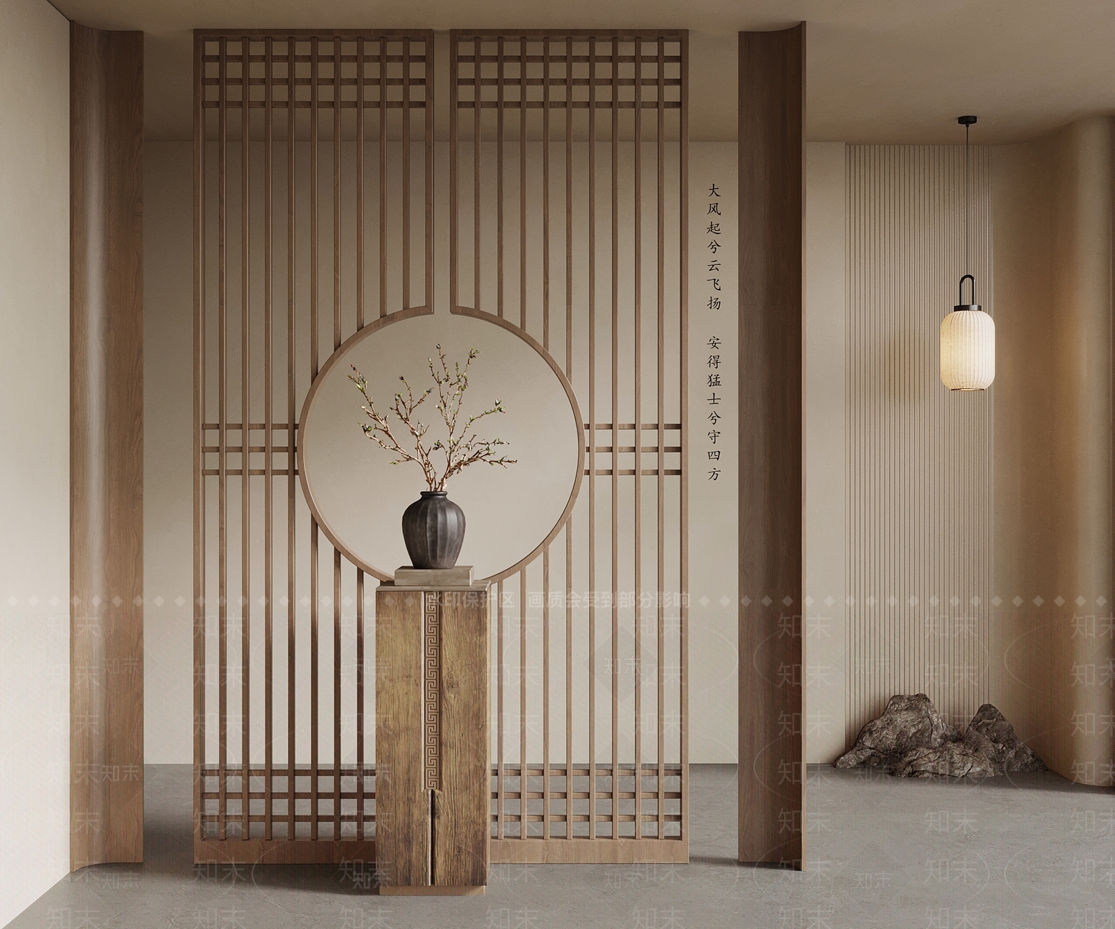 新中式玄关柜3D模型下载【ID:1199615803】