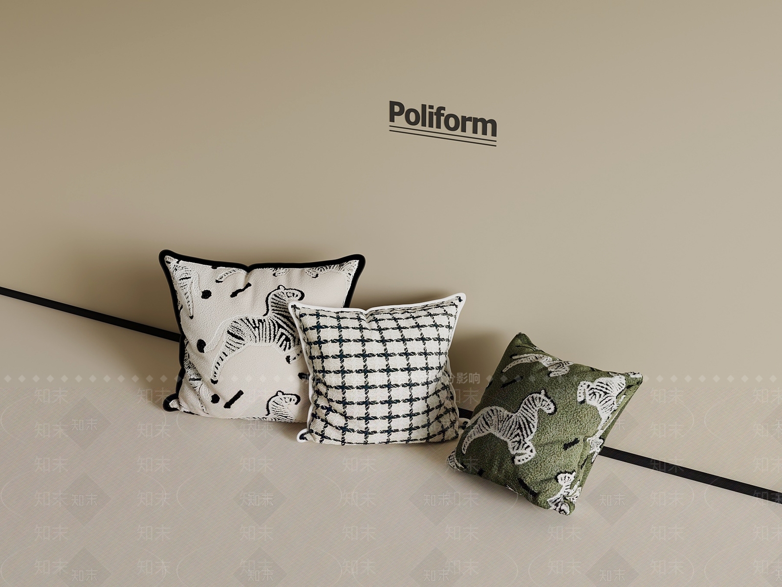 法式抱枕3D模型下载【ID:1199615861】