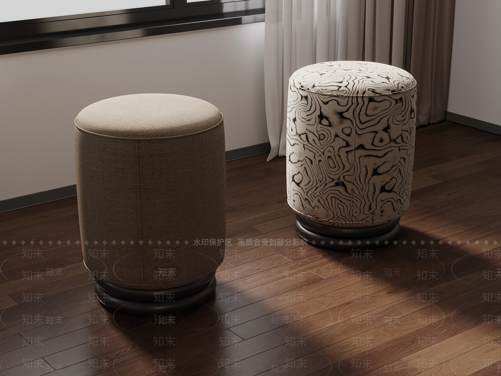 现代中古沙发凳3D模型下载【ID:1199617666】