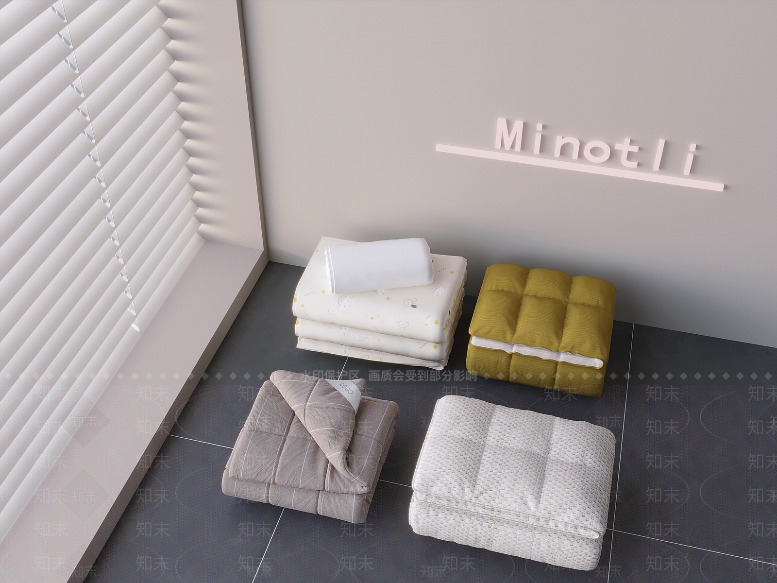现代床品3D模型下载【ID:1199618312】