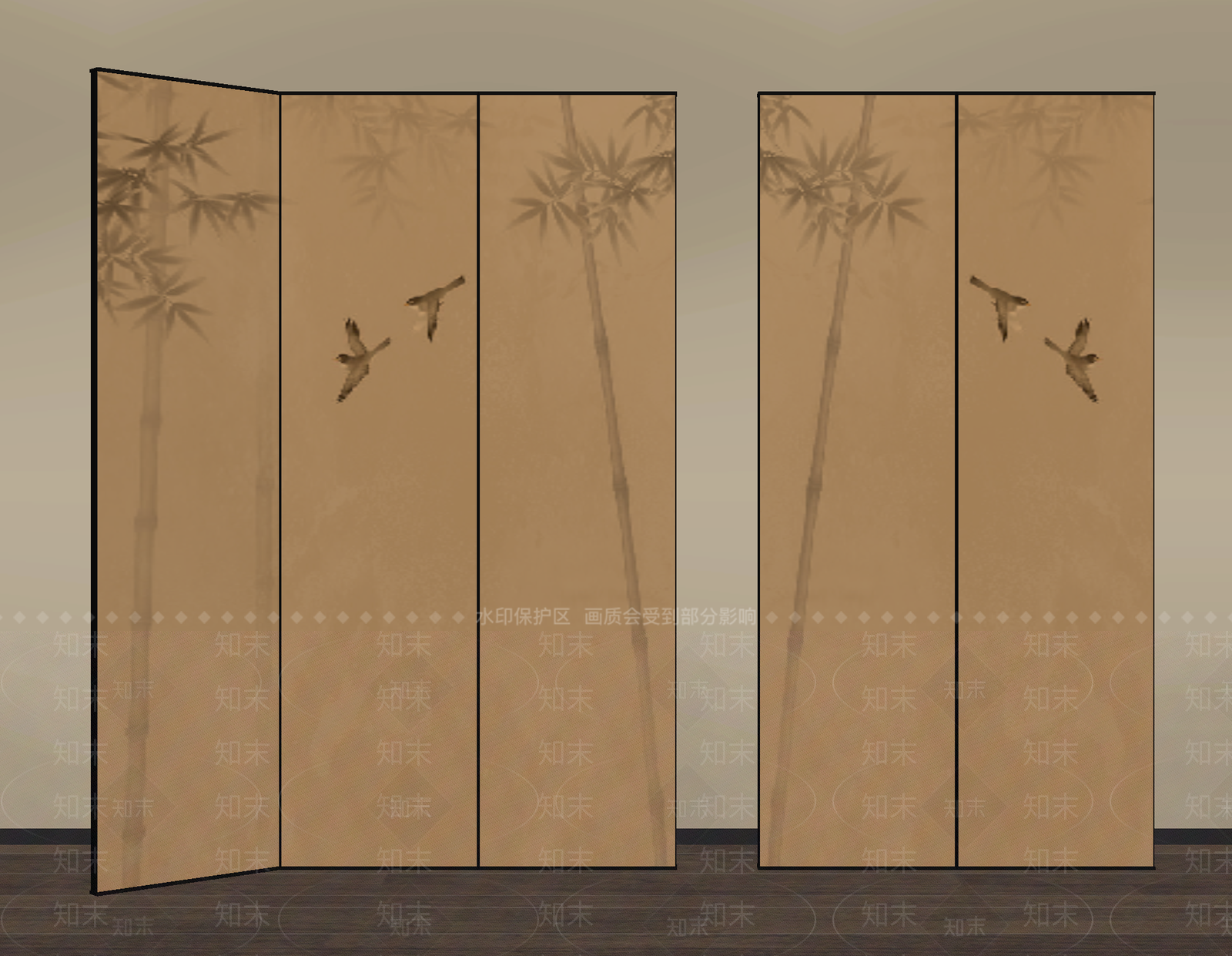 新中式屏风SU模型下载【ID:1199622065】