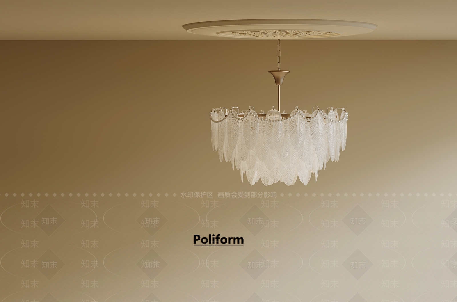 现代奶油吊灯SU模型下载【ID:1199624940】