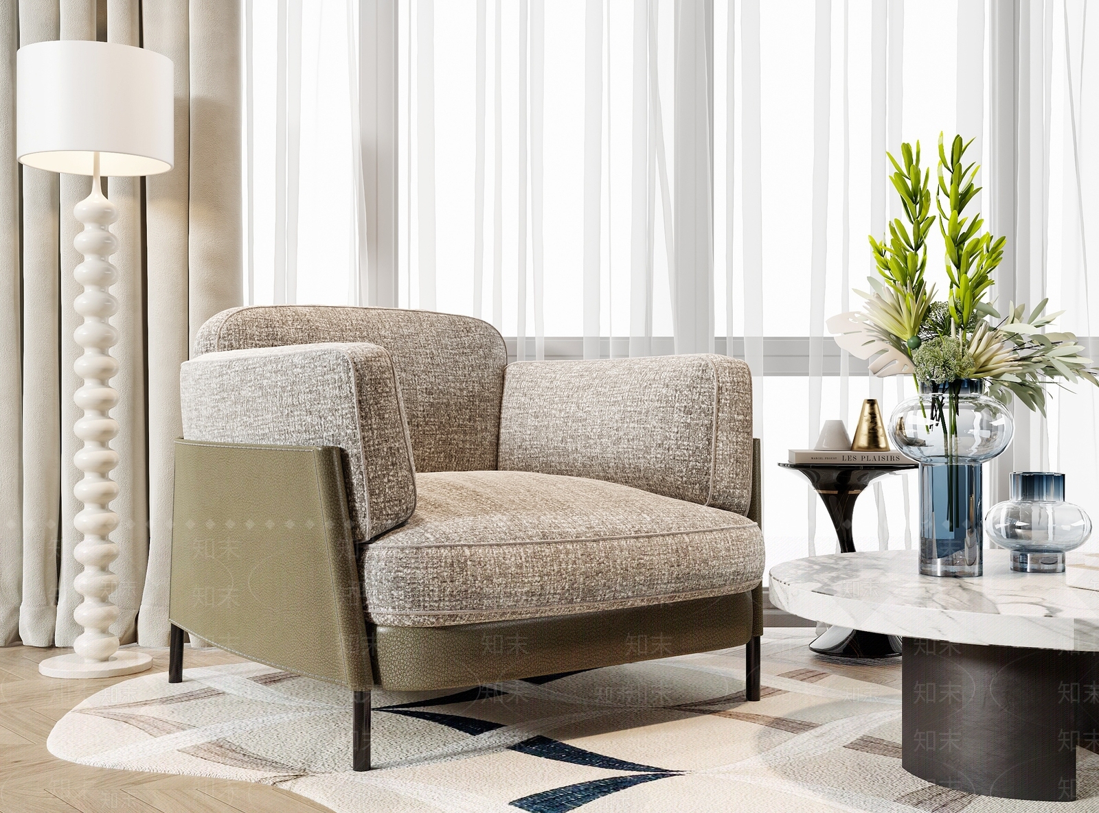 现代单人沙发3D模型下载【ID:1199626483】