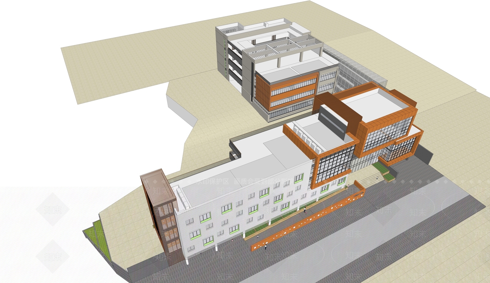 现代学校建筑SU模型下载【ID:1199653739】