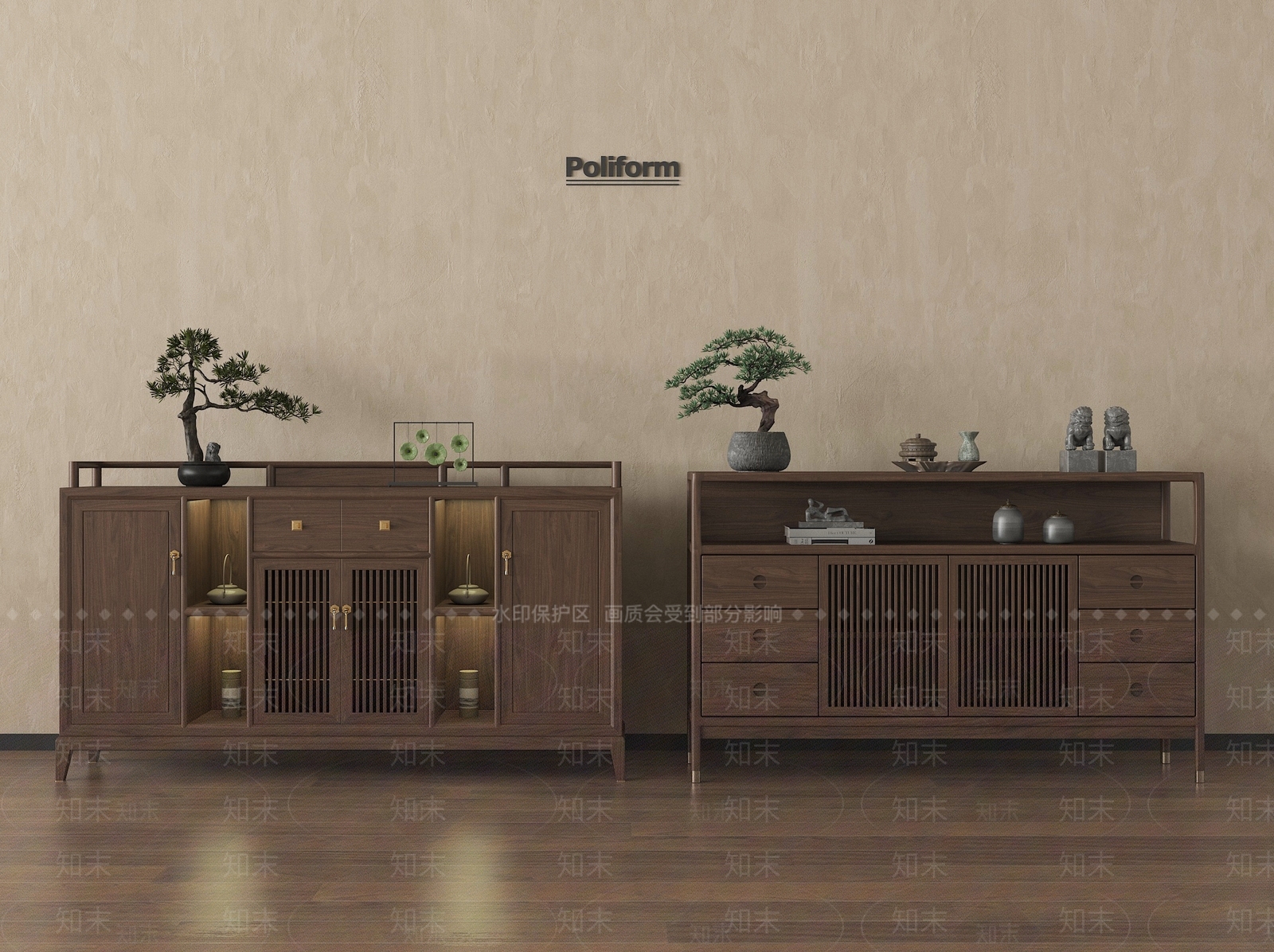 新中式餐边柜3D模型下载【ID:1199633020】