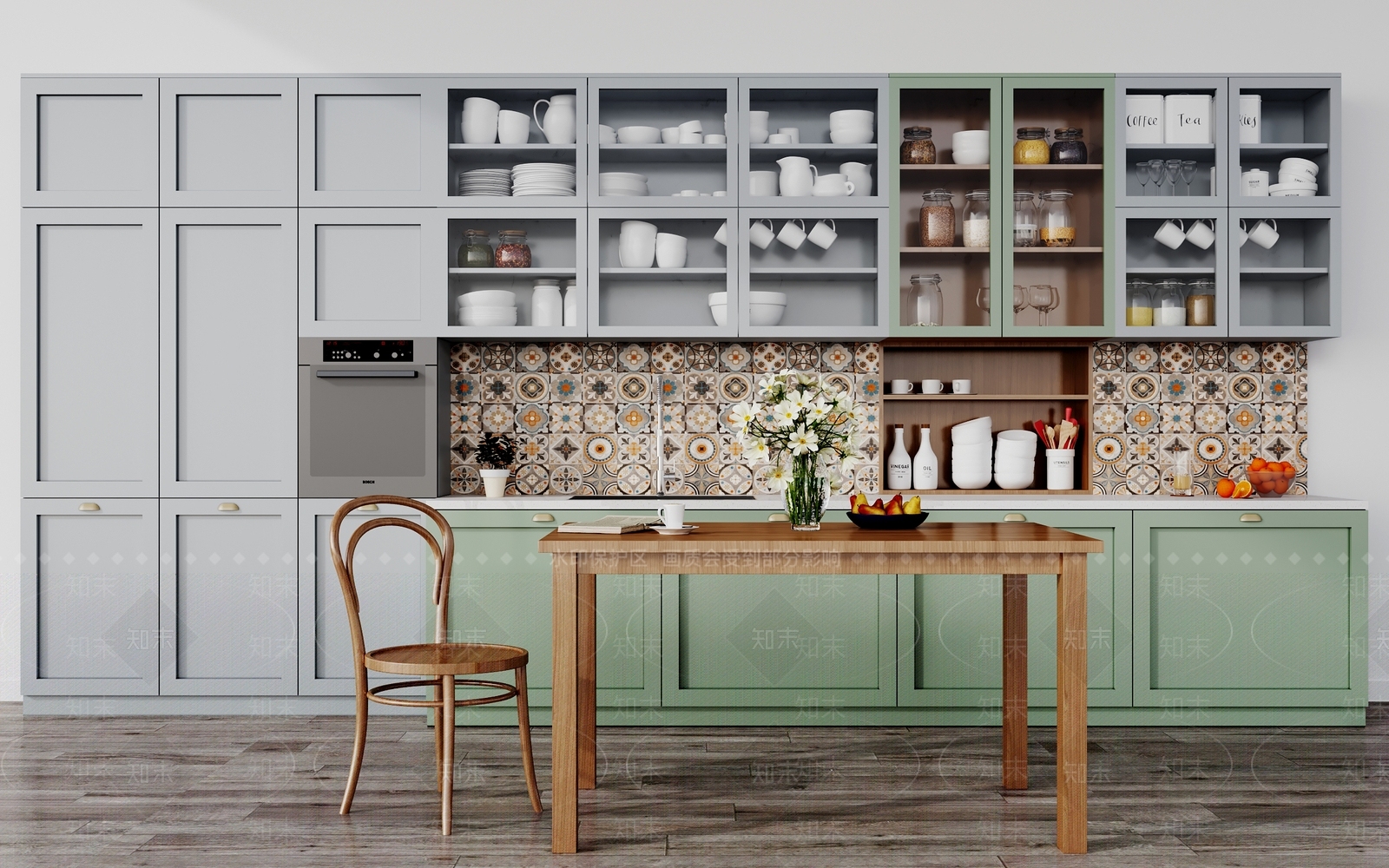 现代北欧开放式厨房3D模型下载【ID:1199633441】