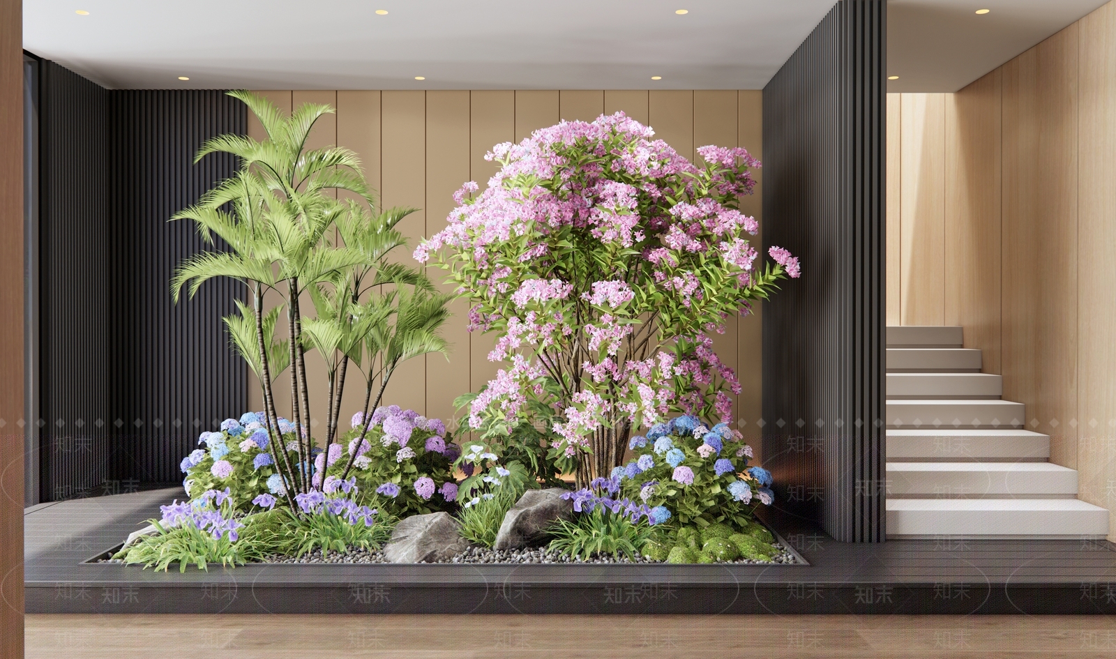现代花池3D模型渲染效果图