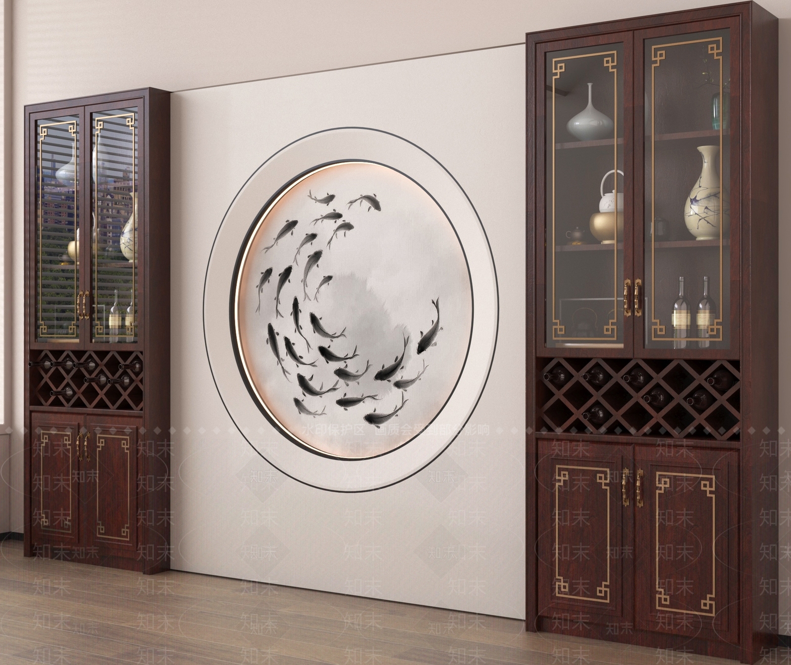 新中式餐边柜3D模型下载【ID:1199633967】